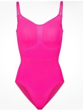 SKIMS Hot Pink Seamless Scoop-Neck Bodysuit